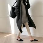 Open Long Knit Cardigan Charcoal Gray - One Size