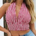 Gingham Cropped Halter Top