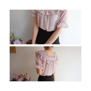 Frill-trim Dotted Top