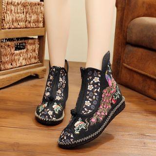 Floral Embroidery Ankle Boots
