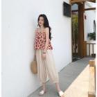 Set: Polka-dot Top + Wide-leg Pants