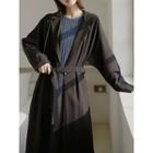 Notch Lapel Single-buttoned Trench Coat Black - One Size