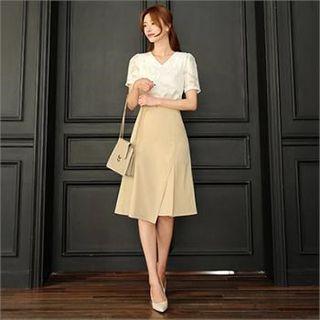 Tall Size Slit-front A-line Skirt
