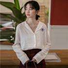 Bee Embroidered Shirt White - One Size