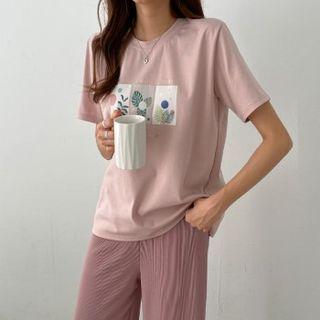 Short-sleeve Lame-letter T-shirt