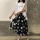 Lettering Tank Top / Dotted Midi Skirt