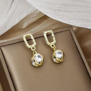 Rhinestone Alloy Dangle Earring E2086-2 - 1 Pair - Gold - One Size
