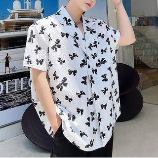 Bow Print Short-sleeve Shirt