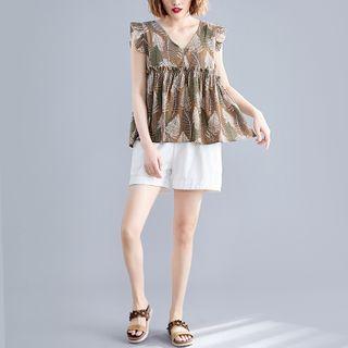 Ruffle Floral Sleeveless Top