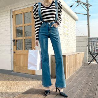 Boot-cut Suspender Jeans