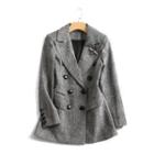 Plaid Peak Lapel Double-breasted Blazer
