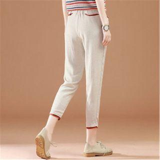 Cropped Straight-fit Linen Blend Pants