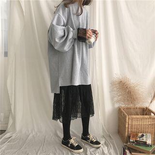 Balloon-sleeve Pullover / Long-sleeve Lace Dress