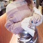 Lace Panel Sweater / Faux Leather Mini A-line Skirt / Set
