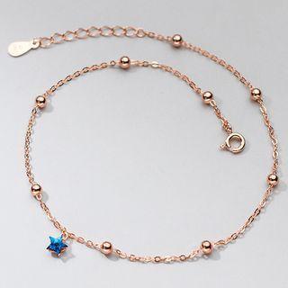 Star Rhinestone Sterling Silver Anklet