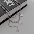 Smiley Face Pendant Necklace Necklace - Silver - One Size