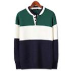 Color-block Henley Sweater
