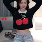Cherry Knit Crop Top Top - One Size