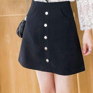 Button-detail Mini A-line Skirt