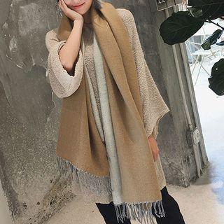 Fringe Trim Two-tone Scarf