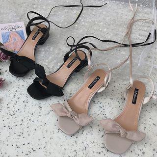 Bow Accent Lace-up Sandals