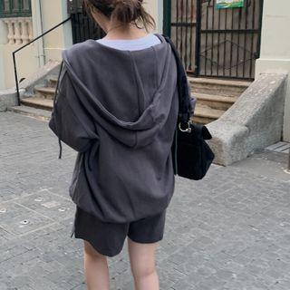 Plain Zip-up Hoodie / Sweatshorts