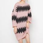 Striped Sweater Dress Pink - One Size