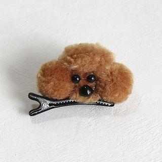 Chenille Dog Hair Clip Brown Dog - Black - One Size