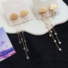 Cloud Faux Crystal / Faux Pearl Asymmetrical Alloy Fringed Earring