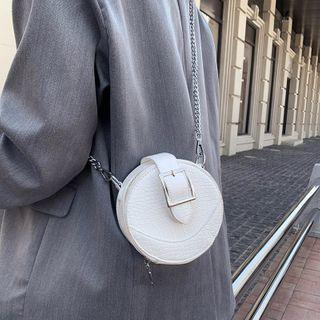 Crocodile Grain Round Crossbody Bag