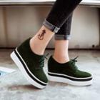 Faux-suede Hidden Wedge Platform Lace-up Shoes