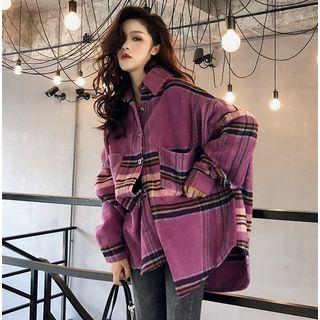 Loose-fit Bubble-sleeved Plaid Shirt