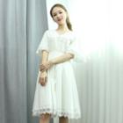 Lace-trim Drawstring-waist A-line Dress