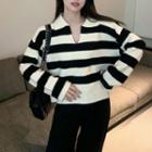 Collared Striped Sweater Stripe - One Size