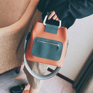 Color Block Handbag With Pouch