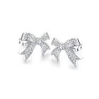 Simple And Elegant Ribbon Stud Earrings With Cubic Zirconia Silver - One Size