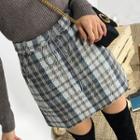 Tie-waist Plaid Miniskirt