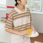 Striped Collared Short-sleeve T-shirt