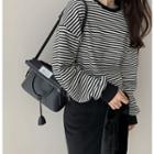 Striped Fleece-lined Pullover One Size