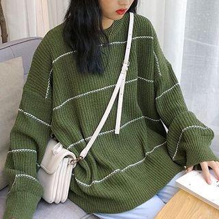 Striped Crewneck Long-sleeve Sweater