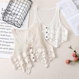 Button-up Crochet Crop Vest
