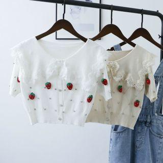 Short-sleeve Fruit Accent Knit Top
