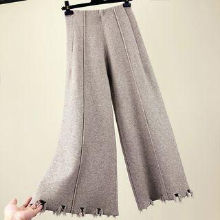 Fringed Wide Leg Knit Pants