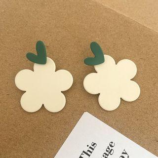 Heart Flower Alloy Dangle Earring 1 Pair - Earring - White - One Size