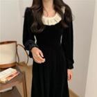 Crew-neck Slim-fit Midi Dress Black - One Size