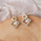 Faux Pearl Square Alloy Dangle Earring 1 Pair - Silver - One Size