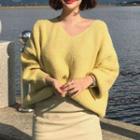 V-neck Boxy Sweater Yellow - One Size