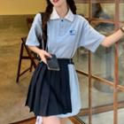 Short-sleeve Polo Dress / Pleated Mini Skirt