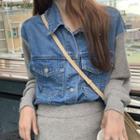 Patchwork Loose-fit Denim Jacket Blue - One Size