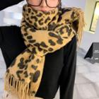 Leopard Print Fringed Scarf As Shown In Figure - 210cm X 66cm
